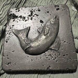 Pewter tumbled tile 4x4 3D Decorative trout tile Wall Art